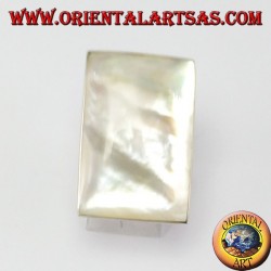Silver ring with rectangular mother of pearl