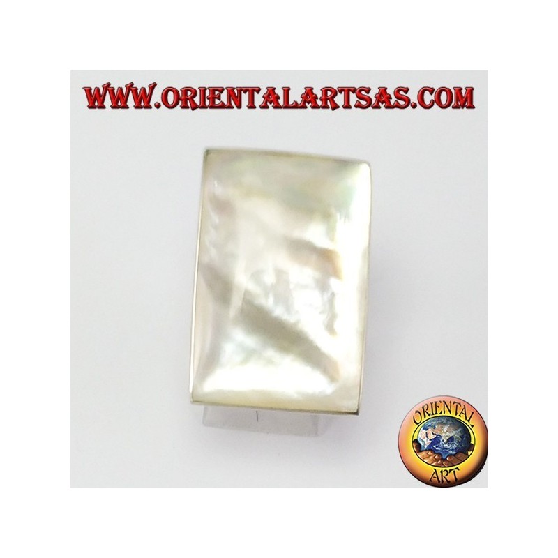 Anillo de plata con nácar rectangulares