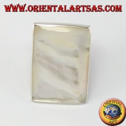 Silver ring with rectangular mother of pearl