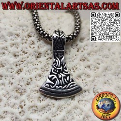Small silver pendant with Norse ax blade with Celtic engravings (leviathan)