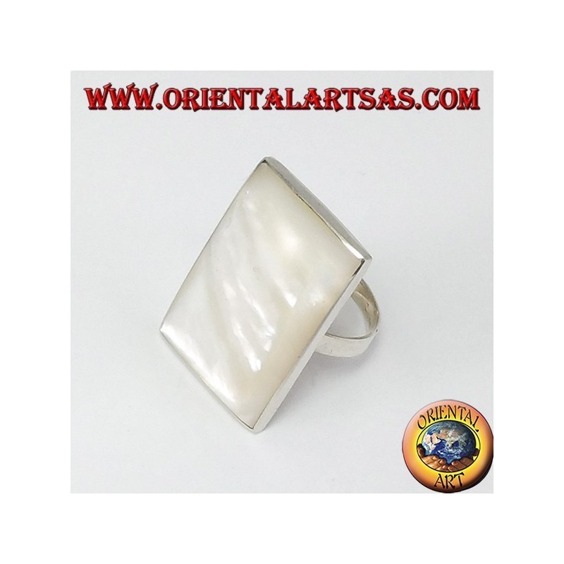 Anillo de plata con nácar rectangulares