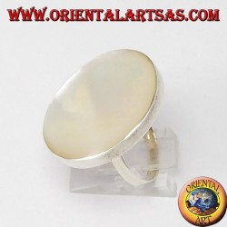 Bague en argent avec la mère de Perle Ronde