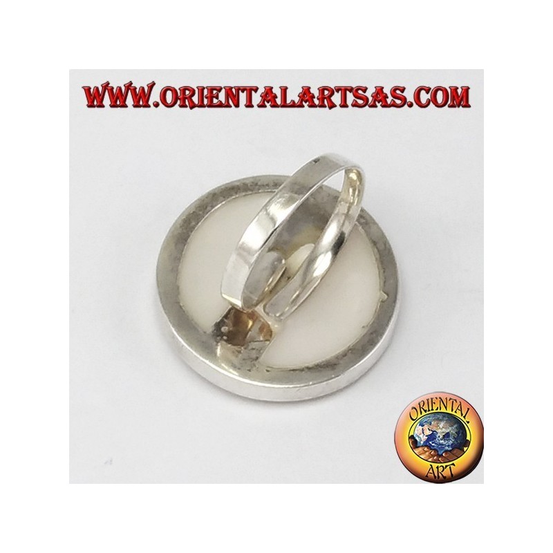 Bague en argent avec la mère de Perle Ronde