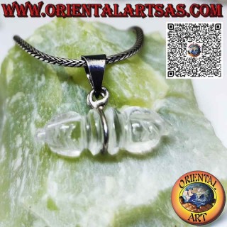Colgante de plata con dorje de cristal de roca y gancho central