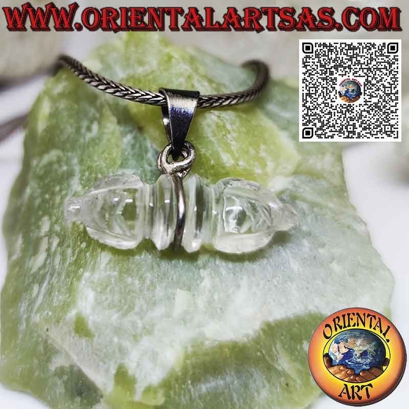 Silver pendant with rock crystal dorje and central hook