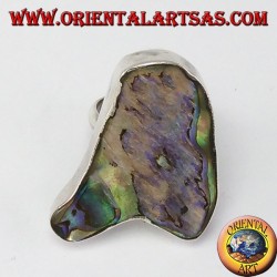 Silver ring with mother of pearl paua