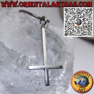 Silberner Anhänger, umgekehrtes antichristliches Kreuz des Heiligen Petrus