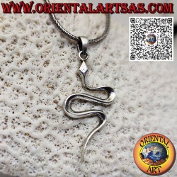 Precioso colgante de plata serpiente lisa y sinuosa deslizándose a S