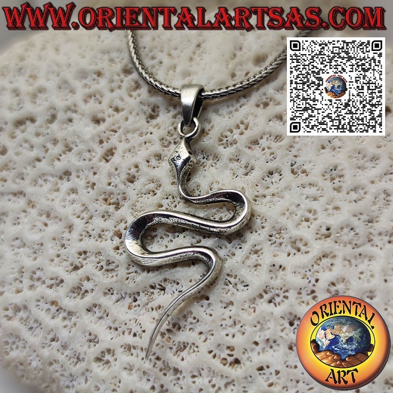 Ciondolo Serpente Argento 925 - Collana Serpente Sinuoso a S