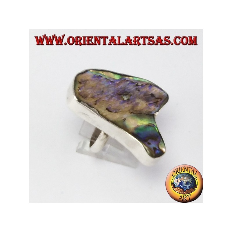 Silver ring with mother of pearl paua