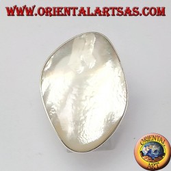 Silver ring with a large mother of pearl