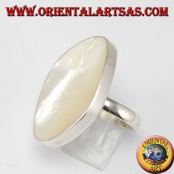 Silver ring with a large mother of pearl