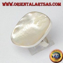 Silver ring with a large mother of pearl