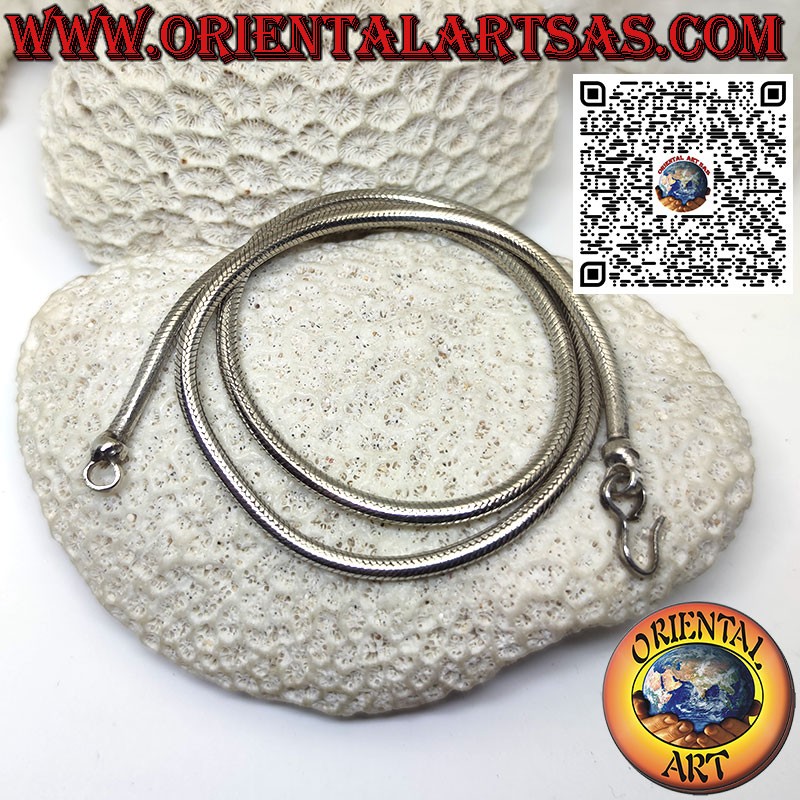 Magnifique collier corde serpent 50cm x 3mm en argent massif 700 ‰