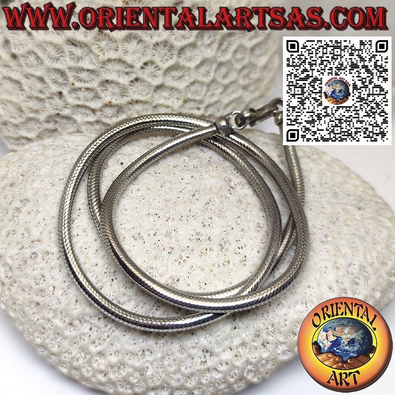 Bellissima collana in solido argento 700 ‰ a corda snake da 50cm x 3mm