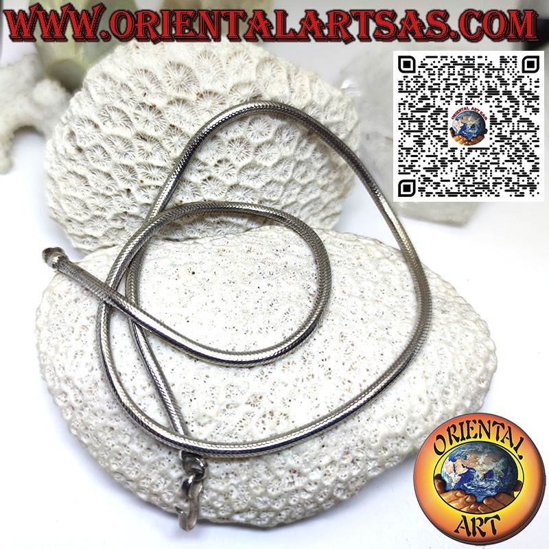 Bellissima collana in solido argento 700 ‰ a corda snake da 50cm x 3mm
