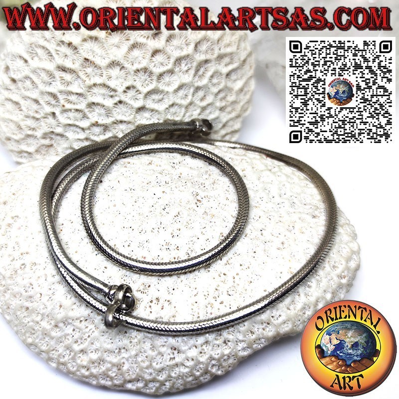 Bellissima collana in solido argento 700 ‰ a corda snake da 50cm x 3mm