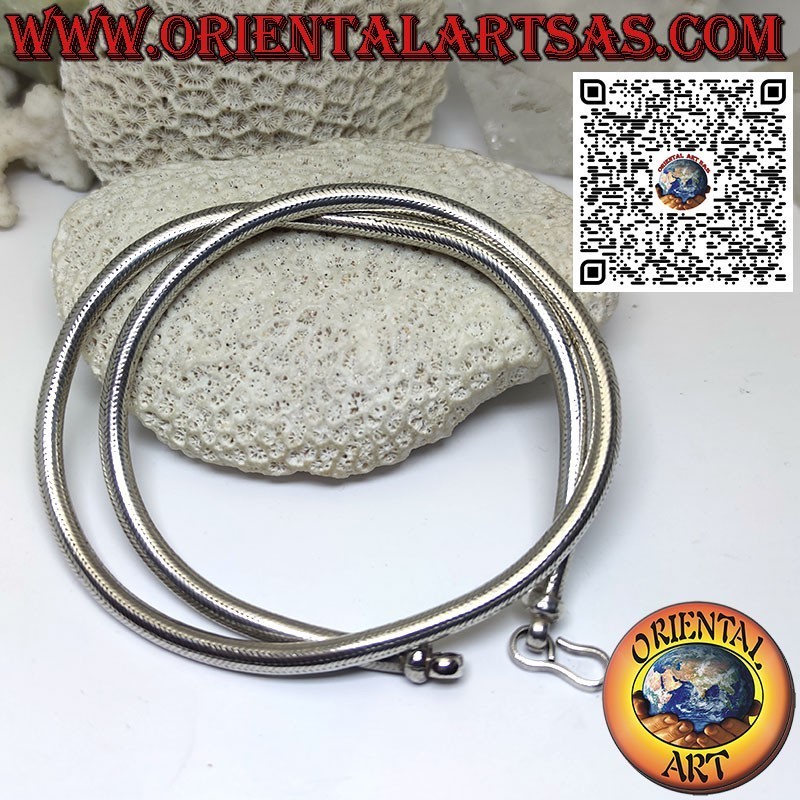 Bellissima collana in solido argento 700 ‰ a corda snake da 55cm x 6mm