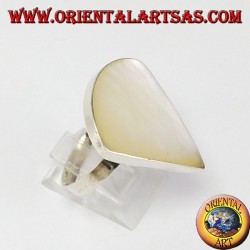 Silver ring with triangular mother of pearl (circular sector)