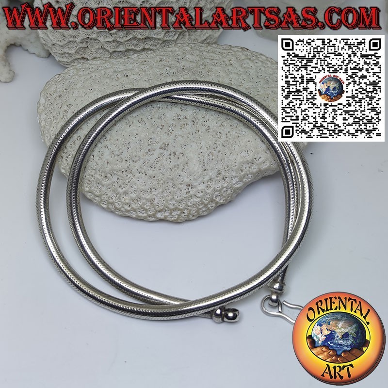 Bellissima collana in solido argento 700 ‰ a corda snake da 55cm x 6mm