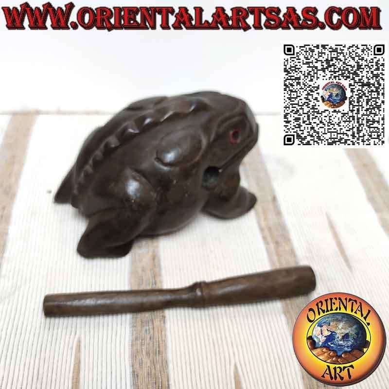Grenouille chantante (jouable) aux yeux rouges, instrument de musique en bois