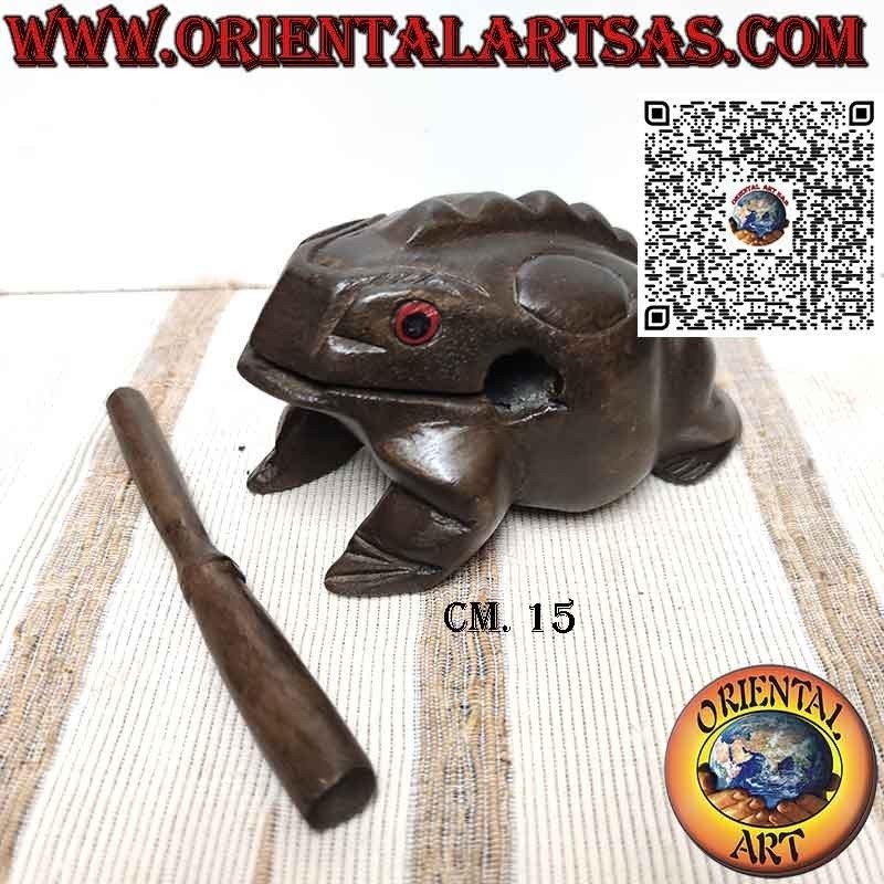 Grenouille chantante (jouable) aux yeux rouges, instrument de musique en bois