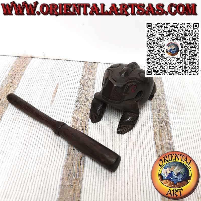 Singing frog (playable) with red eyes, wooden musical instrument