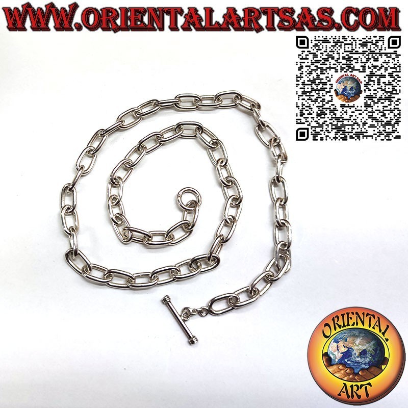 Collier en argent 925‰ avec chaîne à anneaux ovales mesurant 54 cm x 8*2 mm