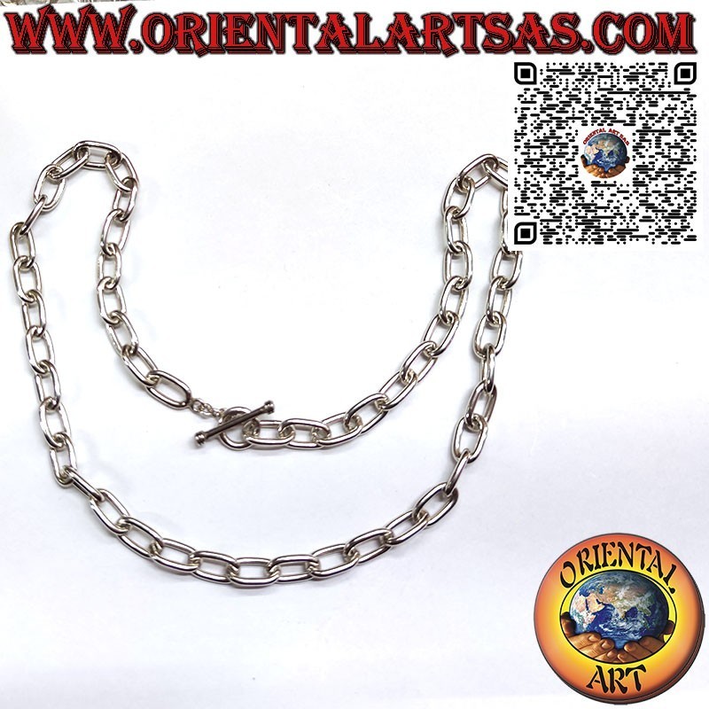 Collar de plata 925 ‰ con cadena de anillos ovalados de 54 cm x 8*2 mm