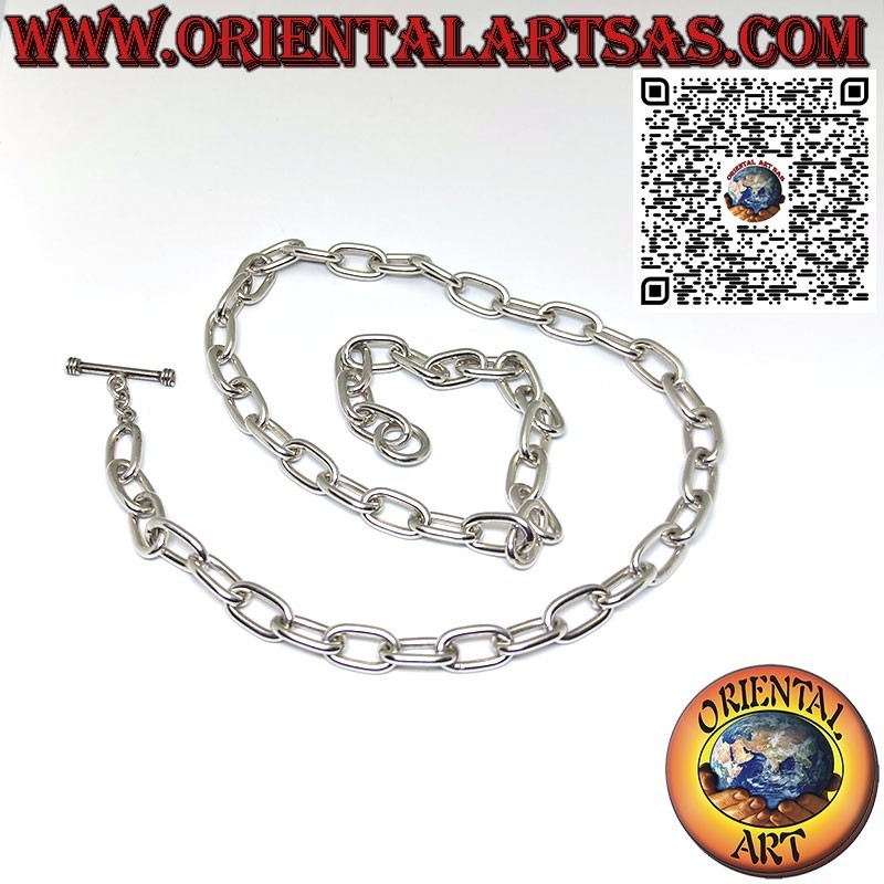 Collar de plata 925 ‰ con cadena de anillos ovalados de 54 cm x 8*2 mm