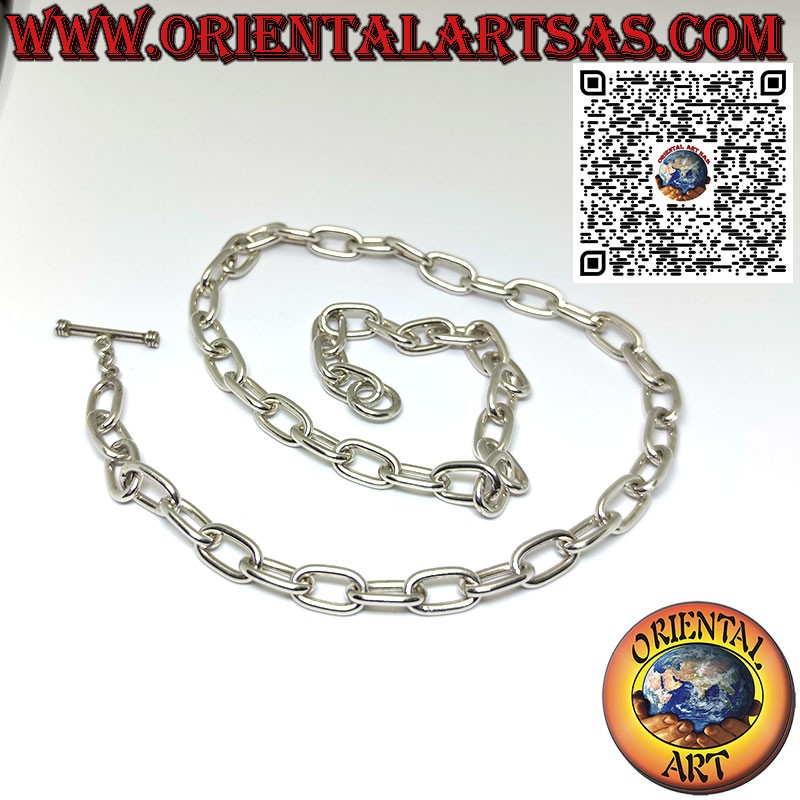 Collier en argent 925‰ avec chaîne à anneaux ovales mesurant 54 cm x 8*2 mm