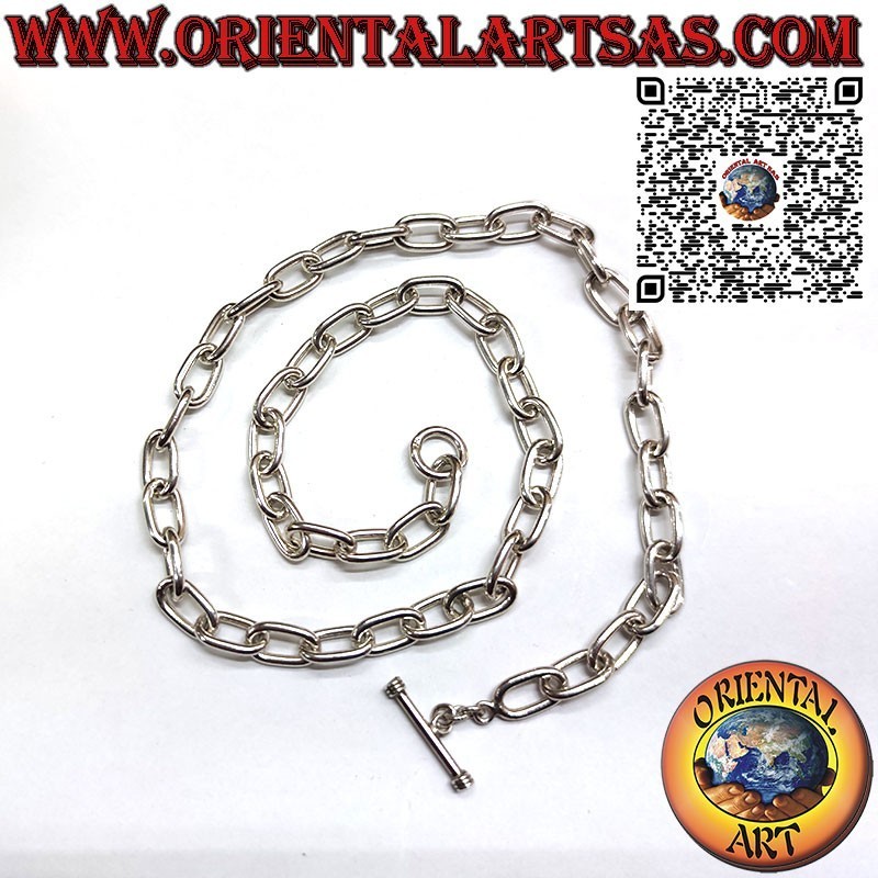 Collana in argento 925‰  a catena ad anelli ovali da 54 cm x 8*2  mm