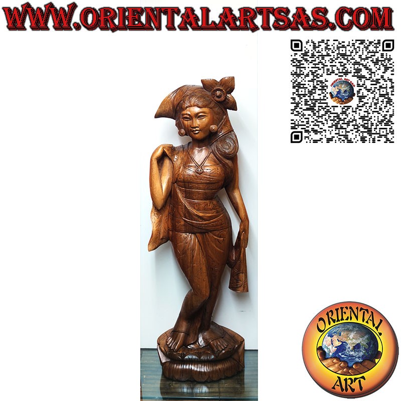 Balinese woman sculpture made from a single 1 m block of wood.