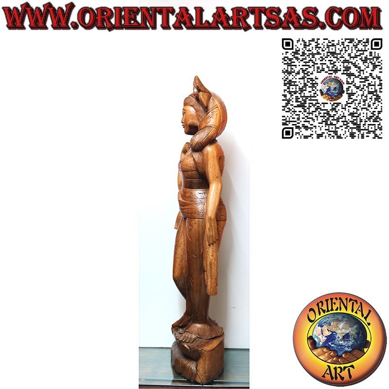 Balinese woman sculpture made from a single 1 m block of wood.