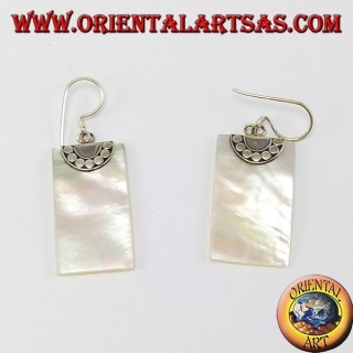 Boucles d'oreilles argent avec nacre rectangulaire de perle