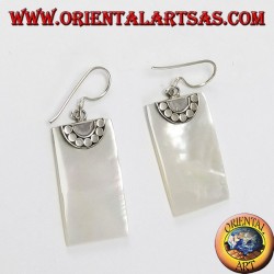 Boucles d'oreilles argent avec nacre rectangulaire de perle