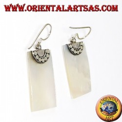 Silver earrings with rectangular mother of pearl