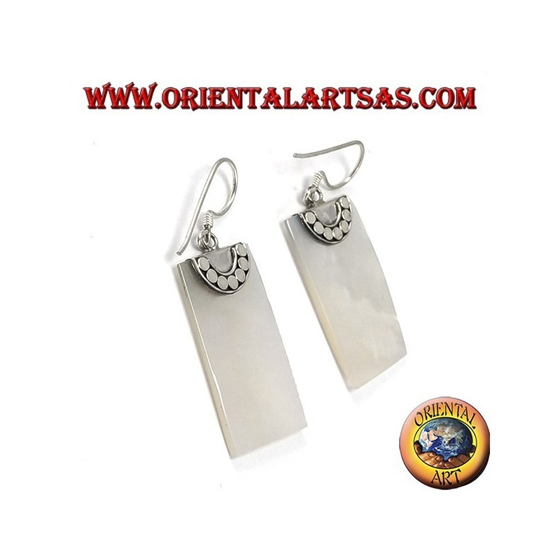 Silver earrings with rectangular mother of pearl