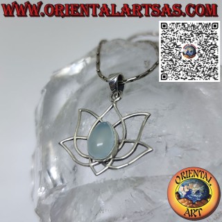 Pendentif en argent fleur de lotus avec Célestine, symbole de purification
