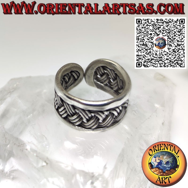 Anillo de banda de plata tejida de 3 hilos, hecho por Karen