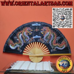 Wandventilator Drachen auf schwarzem Hintergrund auf 100 cm Stoff gemalt