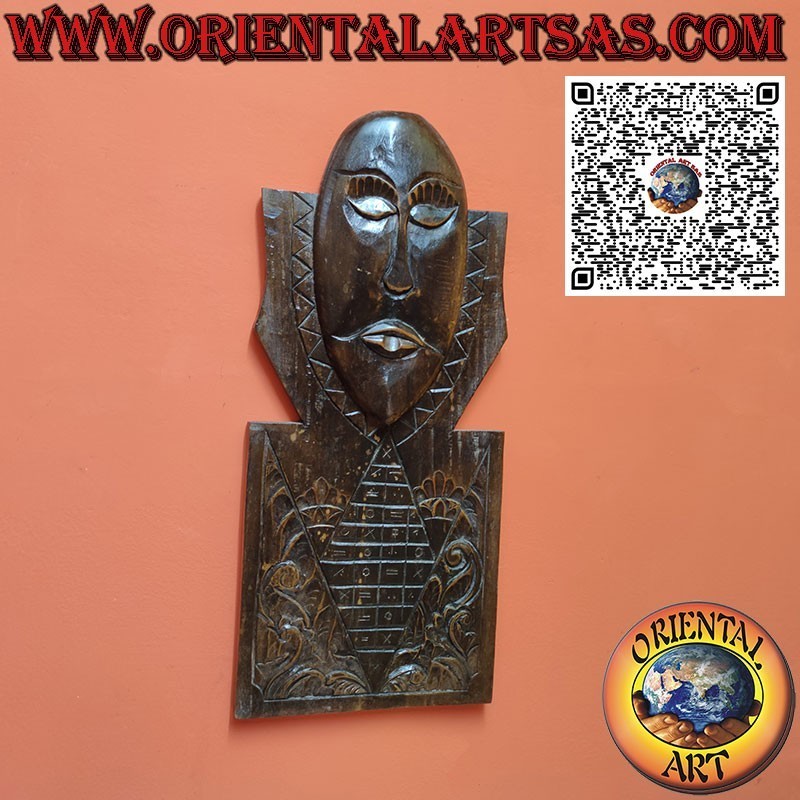 Calendrier rituel avec masque en bois des Dayak Bornéo (Kalimantan)