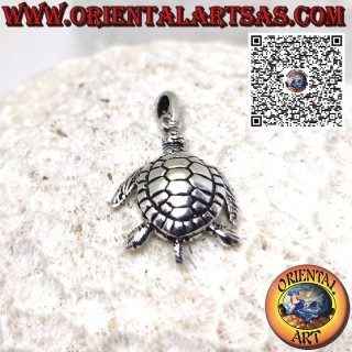 Colgante de plata tortuga marina, móvil tridimensional