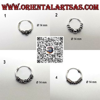 Boucle d'oreille en argent 925‰, cercle usiné, diamètre 14 mm (9)