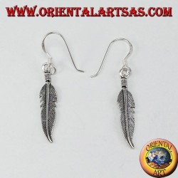 Boucle d'oreille moyenne pendentif argent plume