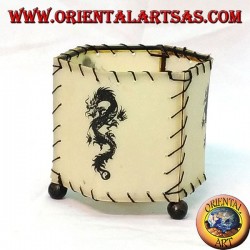 Leder Kerzenleuchter, Sechseckprismas gezeichnet Drachen