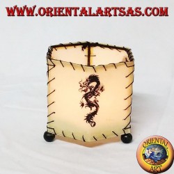 support de bougie en cuir, prisme hexagonal de dragon dessinée