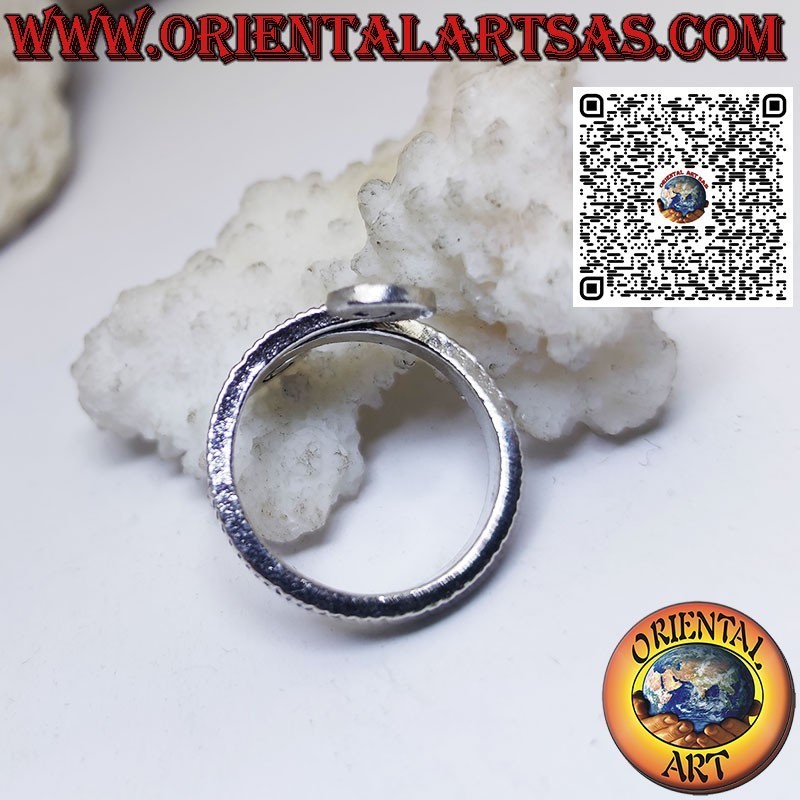 Carved spiral silver ring handmade by the Karen