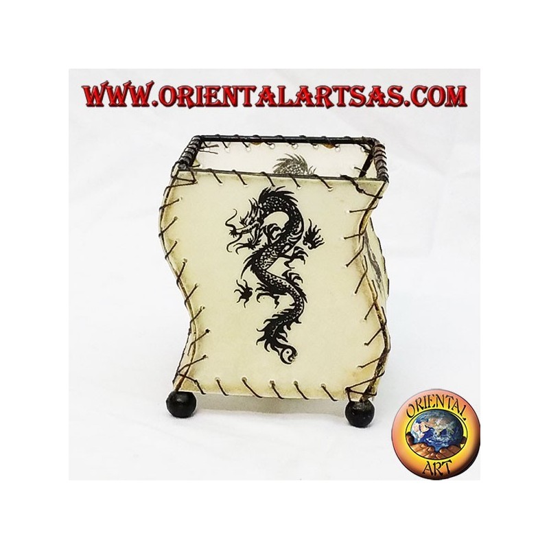 Leather gown holder, S-shaped, with dragon drawn