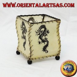 Porte-robe en cuir, en forme de S, avec dragon dessiné